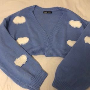 cropped textured cloud sweater